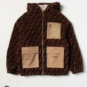 Fendi zip up wool blend hoodie with pockets
